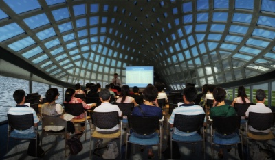 Interior impression of dome one, the permanent exposition space