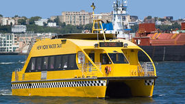 Water Taxi, New York City. The market stalls will be floating modules that can move to other similar locations across Rotterdam. They will reference modern boat designs to produce viable structures.